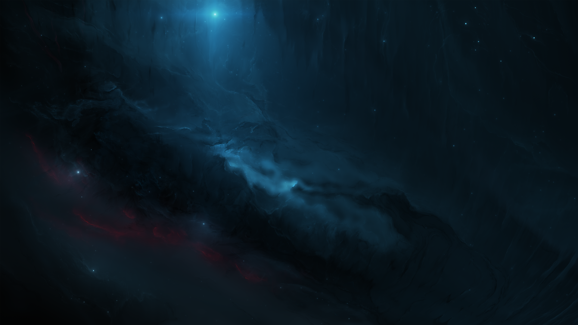 A vivid blue nebula in deep space, rendered in 8K Ultra HD, creating a mesmerizing sci-fi desktop wallpaper with starry cosmic details.