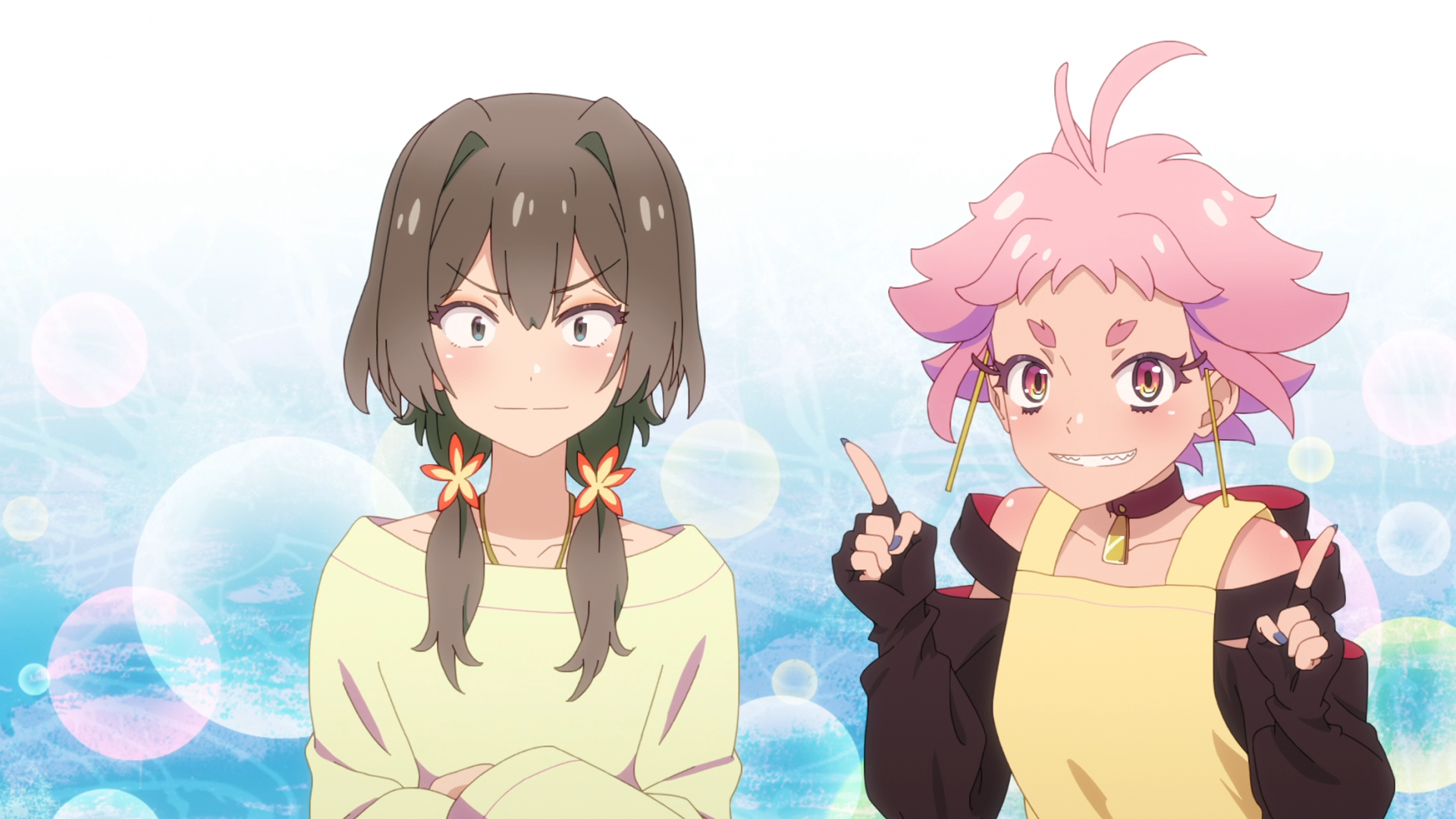 HD anime desktop wallpaper featuring characters Masaki and Live from Mayonaka Punch, showcasing vibrant colors and dynamic expressions.