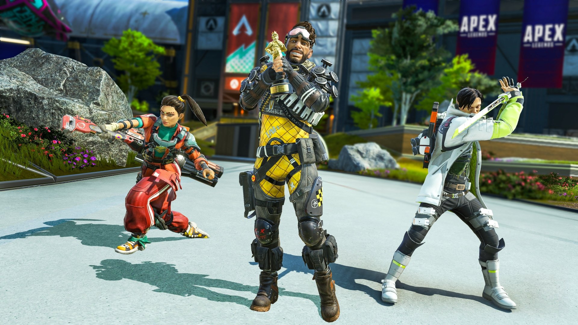 Download Video Game Apex Legends Rampart (Apex Legends) Mirage (Apex Legends) Crypto (Apex Legends) 4k Ultra HD Wallpaper