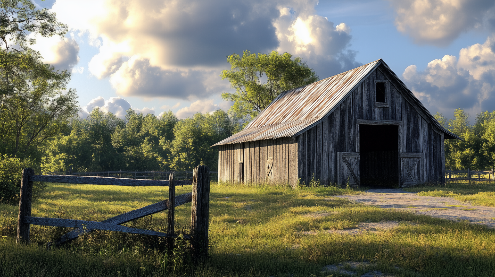 A serene rustic barn set against a picturesque background, this HD desktop wallpaper adds a touch of countryside charm to any screen.