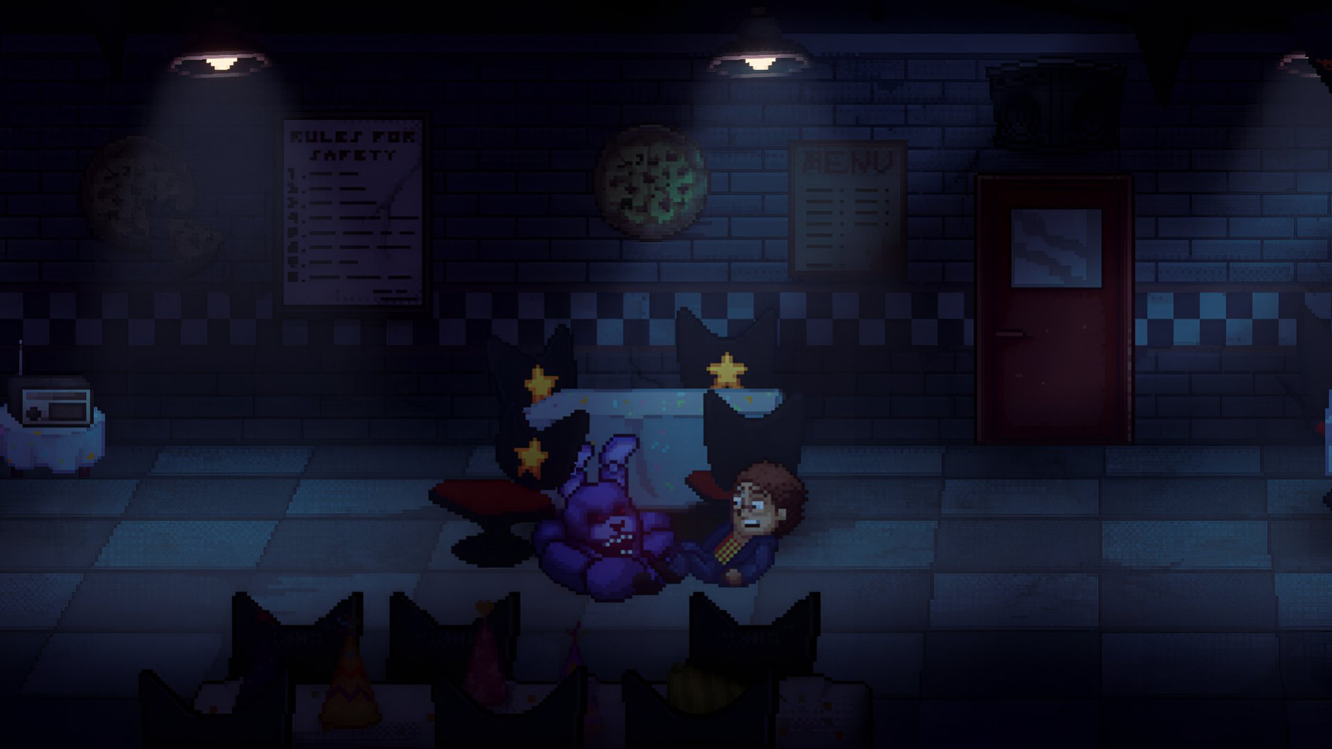 HD wallpaper featuring imagery from the video game Five Nights at Freddy's: Into the Pit, showcasing its distinct art style and atmosphere.