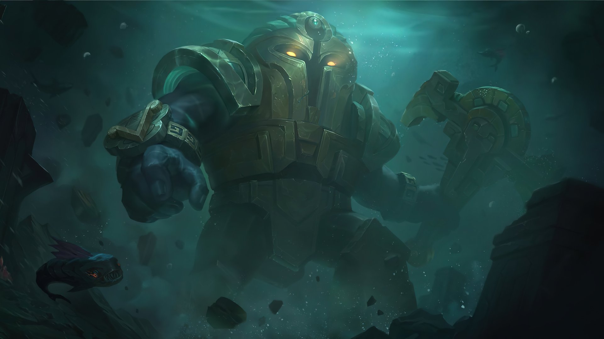 HD desktop wallpaper featuring Nautilus from League of Legends and Legends of Runeterra, showcasing stunning visuals from the popular video game universe.