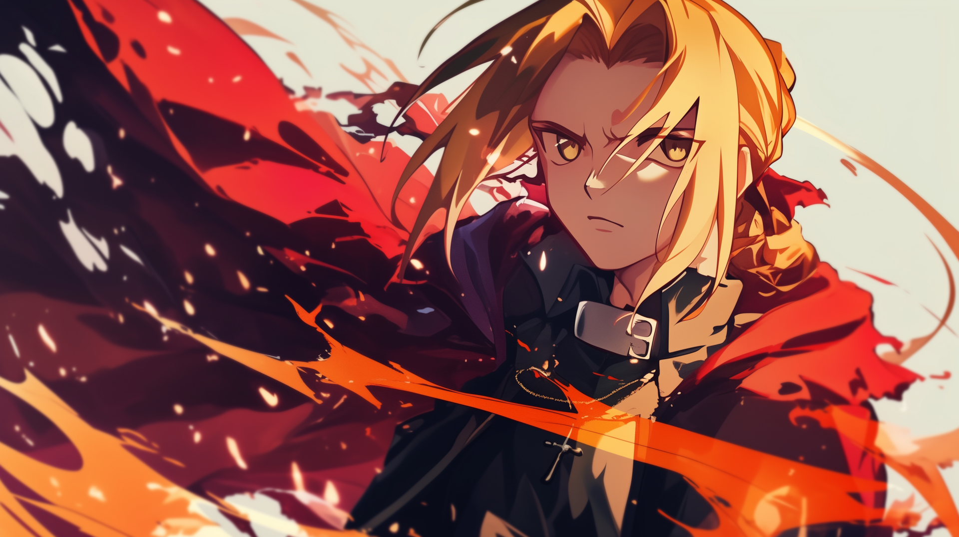 A vibrant HD wallpaper featuring Edward Elric from the anime Fullmetal Alchemist, capturing his adventurous spirit and iconic and iconic style.