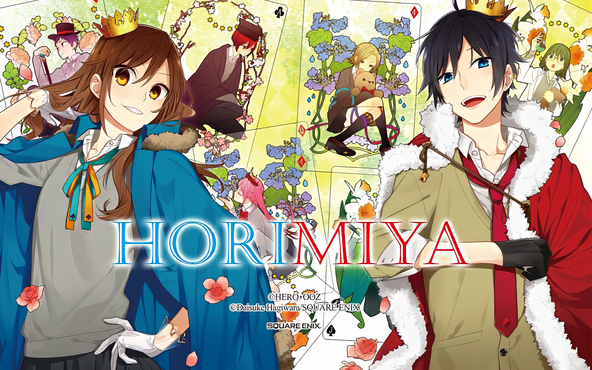 HD wallpaper featuring Izumi Miyamura and Hori Kyouko from the anime Hori-san to Miyamura-kun. A colorful and vibrant background capturing their essence.