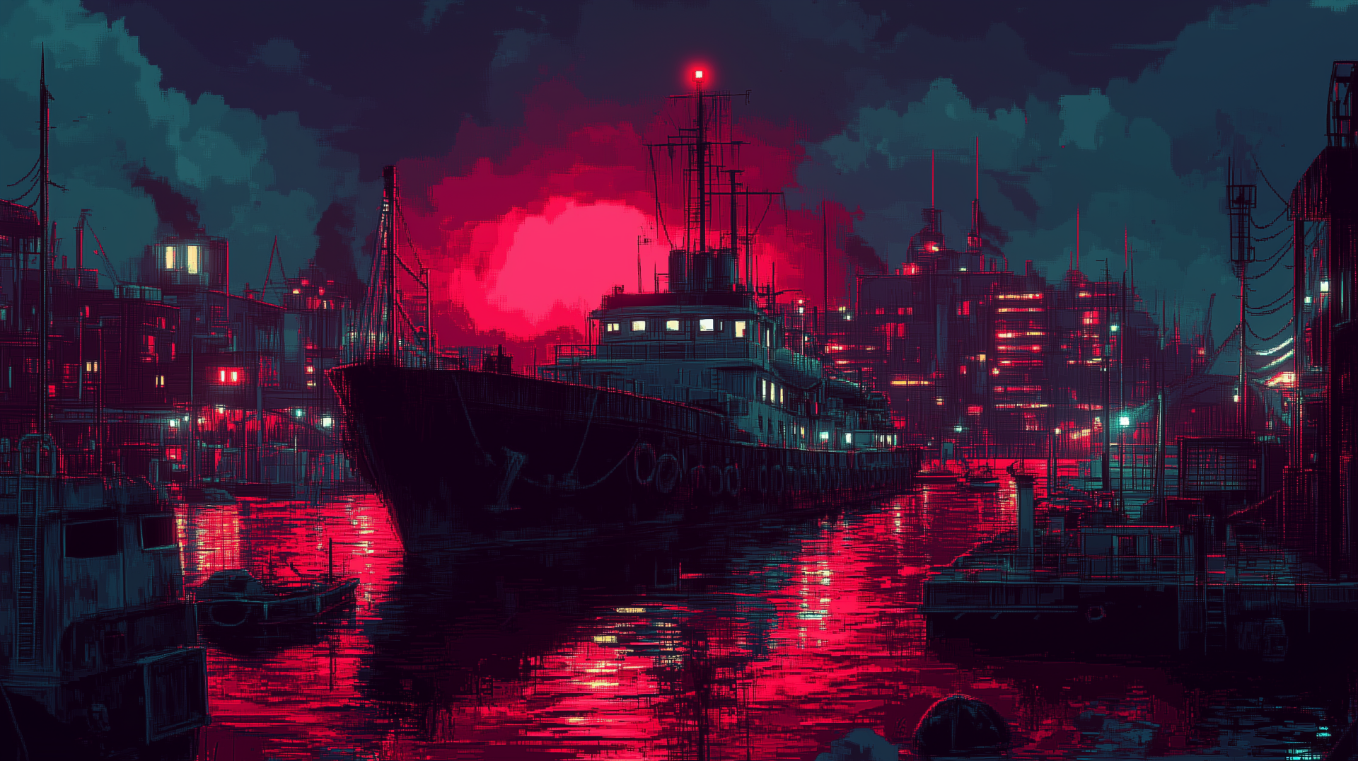Download Boat Red Lake Landscape AI Art HD Wallpaper