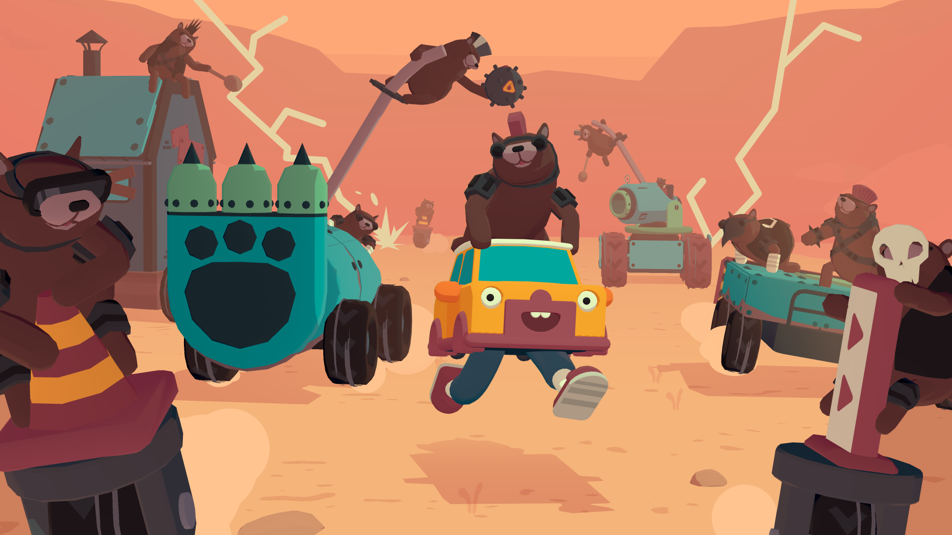 A vibrant 4K Ultra HD desktop wallpaper featuring scenes from the video game WHAT THE CAR?, showcasing its quirky and fun visuals for gaming enthusiasts.