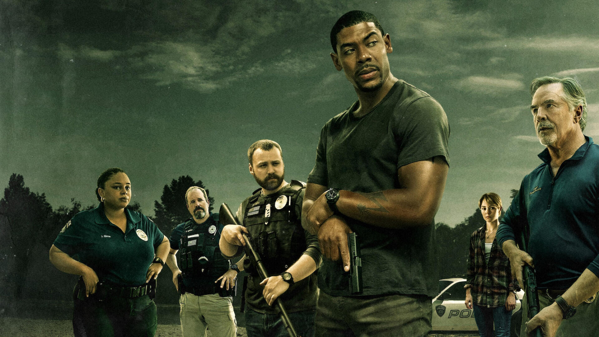 HD desktop wallpaper featuring scenes from the movie Rebel Ridge, starring Aaron Pierre and Don Johnson, showcasing dynamic visuals and engaging elements from the film.