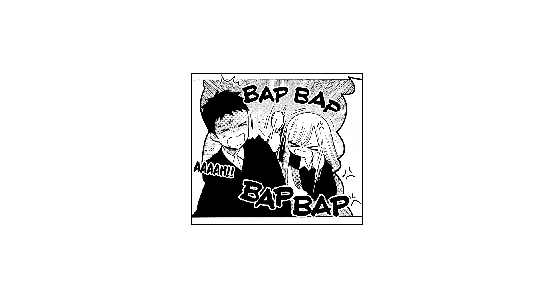 Marin hitting Gojo - My Dress-Up Darling 4K HD Wallpaper Manga - White background by PaulAbstract