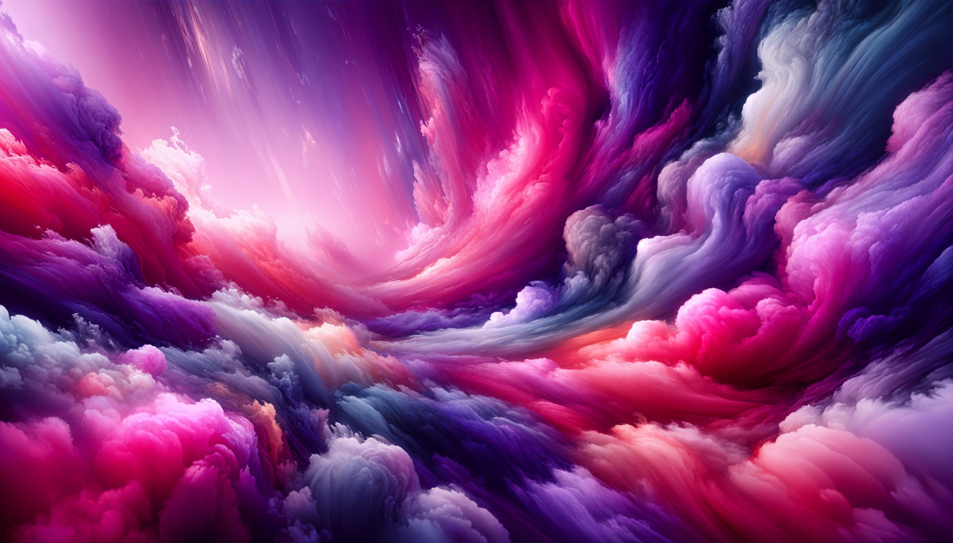 A vibrant 4K Ultra HD wallpaper featuring swirling clouds in rich shades of purple, pink, and blue, creating a dreamy, abstract atmosphere for your desktop background.