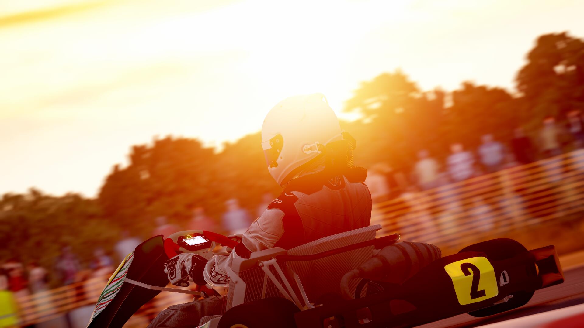 Karting At Sun-Blinding Sunset focused in helmet by Gt33