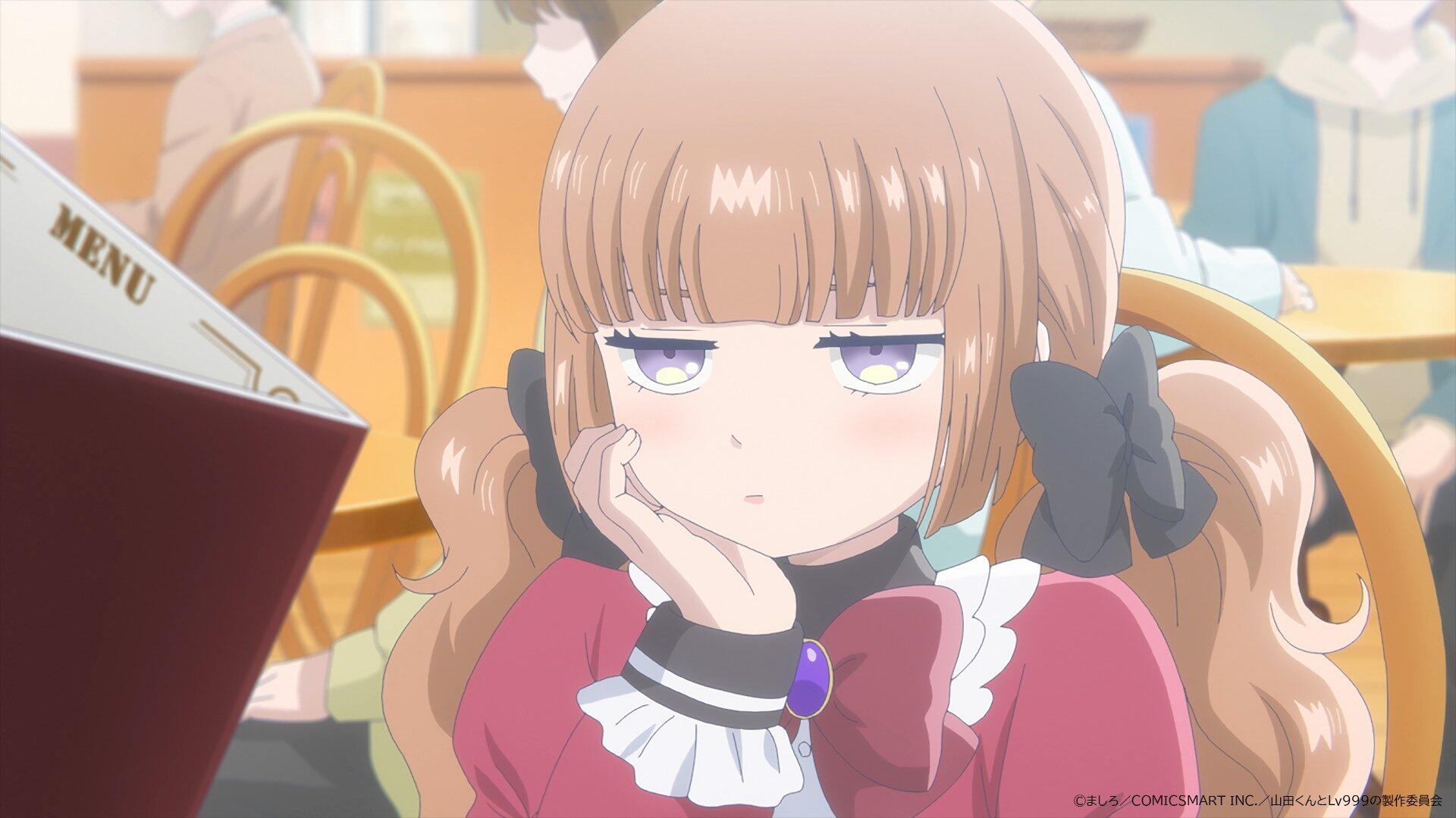 A character from My Love Story With Yamada-kun at Lv999 appears contemplative in a café, showcasing vibrant anime artistry in this HD desktop wallpaper and background.