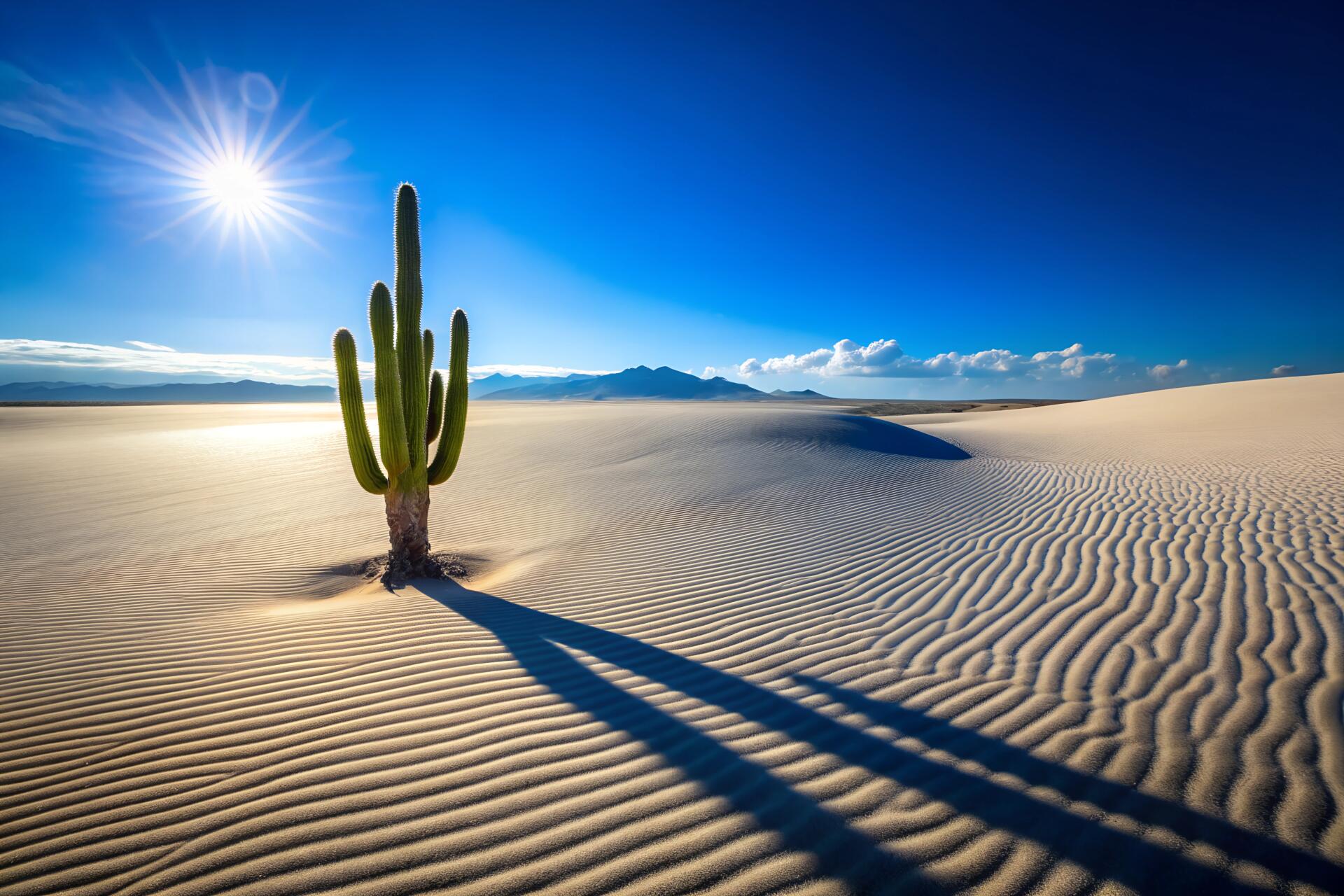 Expansive Desert Landscape with a Clear Blue Sky and a Lone by soheltanwar