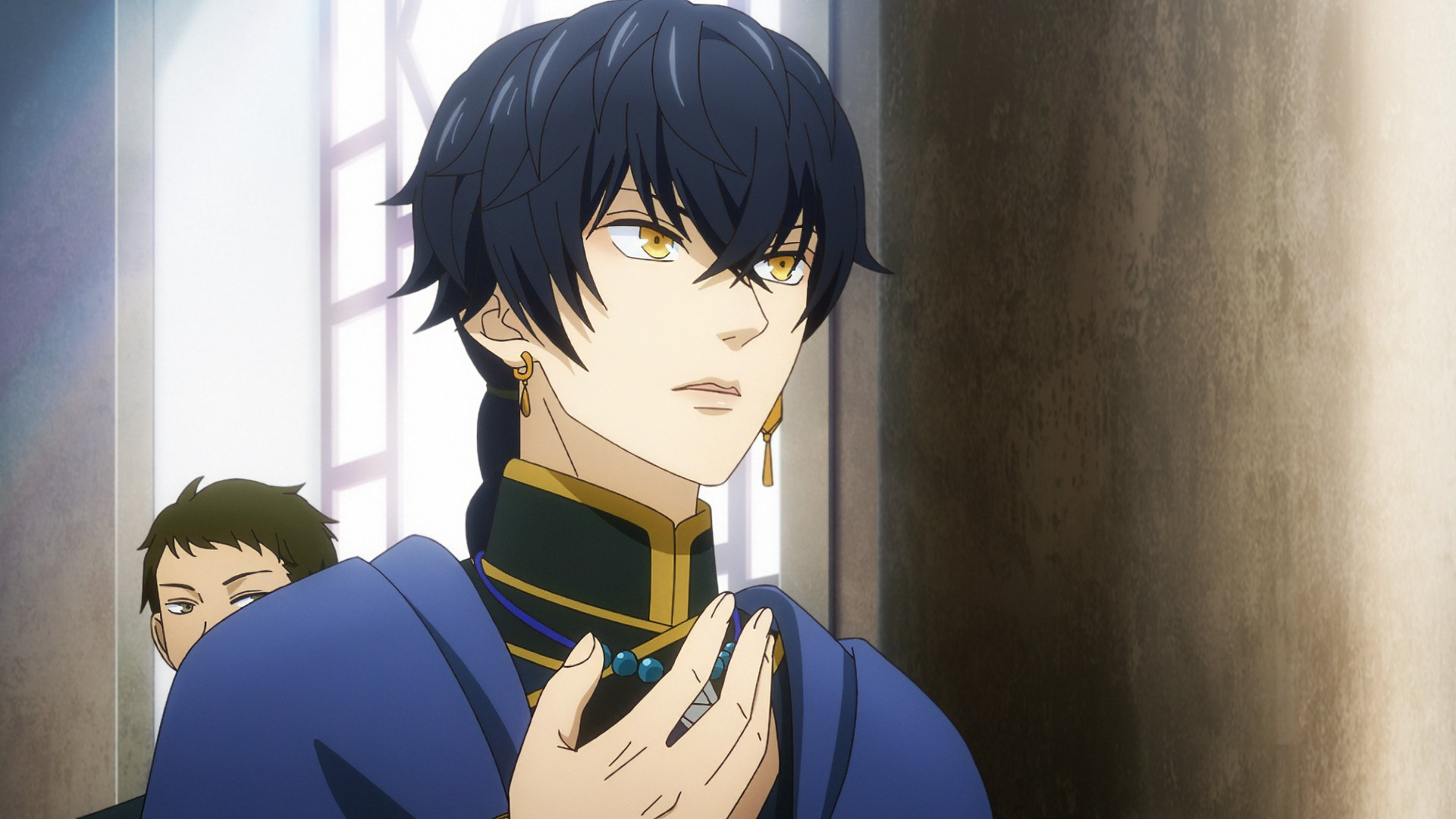 Anime scene featuring a character from Nina the Starry Bride, displaying a contemplative expression. The high-definition image serves as a captivating PC desktop wallpaper and background.