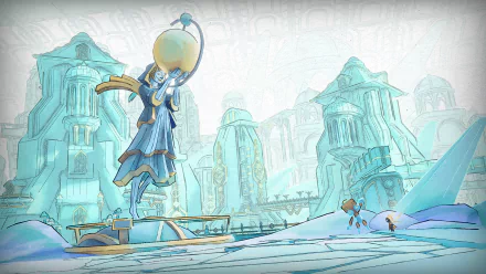 HD desktop wallpaper featuring visuals inspired by the video game Mio: Memories in Orbit, showcasing a vibrant and immersive space theme.