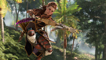  Aloy jumps with the bow and chases