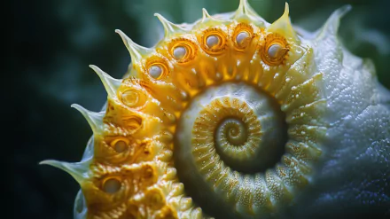 A captivating HD desktop wallpaper featuring a shell design that elegantly embodies the Fibonacci spiral, showcasing the beauty of nature's patterns.