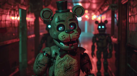 HD wallpaper featuring Withered Freddy from the video game Five Nights at Freddy's, showcasing the character in a detailed and atmospheric design.