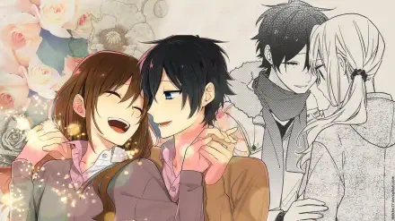 HD desktop wallpaper featuring characters Izumi Miyamura and Hori Kyouko from the anime Hori-san To Miyamura-kun, showcasing their vibrant personalities and style.
