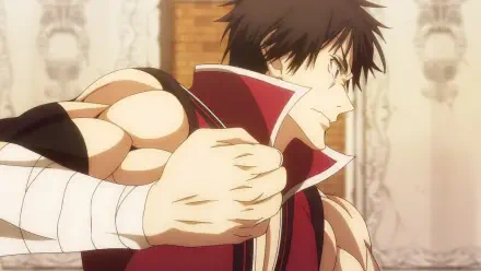 An HD PC desktop wallpaper featuring a character from the anime The Ossan Newbie Adventurer, showcasing a muscular figure in an action pose.