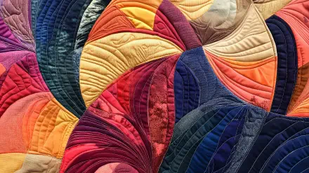 A vibrant quilt featuring intricate patterns and rich colors, showcasing the art of quilting. This 4K Ultra HD image serves as a striking desktop wallpaper and background.