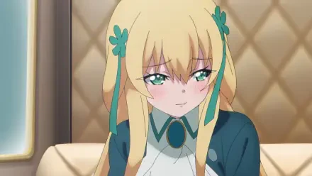 A character from The Strongest Magician in the Demon Lord's Army was a Human, featured in this HD PC desktop wallpaper, displays an expressive look with blonde hair and green accents.