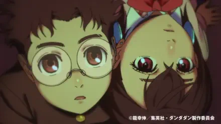 HD anime desktop wallpaper featuring Ken Takakura and Momo Ayase from Dandadan, showcasing their expressive faces in vibrant detail.