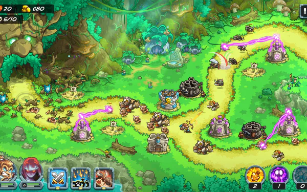 HD desktop wallpaper featuring artwork from the video game Kingdom Rush 5: Alliance, showcasing vibrant graphics and iconic characters from the series.