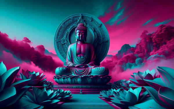 A serene Buddha image, designed as a high-definition desktop wallpaper, offers a calming presence and spiritual inspiration for your background.