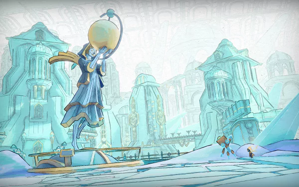 HD desktop wallpaper featuring visuals inspired by the video game Mio: Memories in Orbit, showcasing a vibrant and immersive space theme.