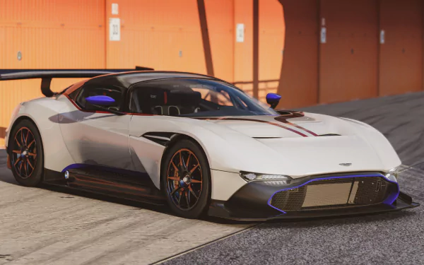 An Aston Martin Vulcan is showcased in this HD desktop wallpaper, highlighting the striking design of this luxury vehicle against a sleek background.