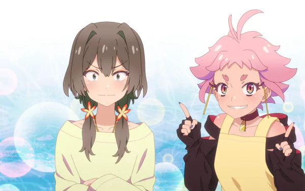 HD anime desktop wallpaper featuring characters Masaki and Live from Mayonaka Punch, showcasing vibrant colors and dynamic expressions.