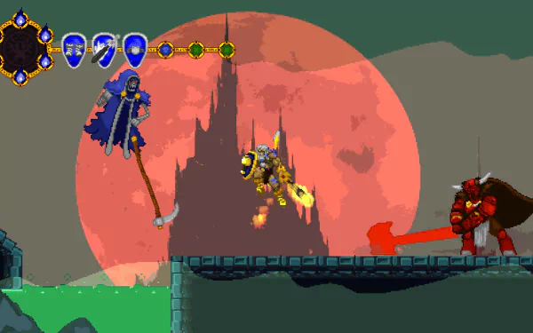 HD desktop wallpaper featuring artwork from the video game Volgarr the Viking II, showcasing vibrant scenes and iconic characters from the adventure.