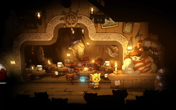 HD desktop wallpaper featuring art from Cat Quest III, showcasing an adventurous feline world filled with vibrant colors and whimsical characters.