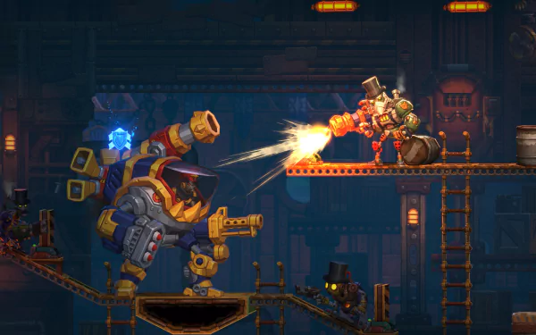 HD desktop wallpaper featuring art from SteamWorld Heist II, showcasing vibrant graphics and dynamic characters embodying the spirit of the video game.