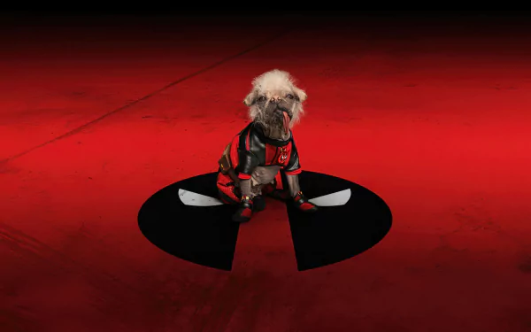 HD desktop wallpaper featuring Deadpool, Wolverine, and Dogpool, capturing the playful essence of these iconic characters from the movie universe.