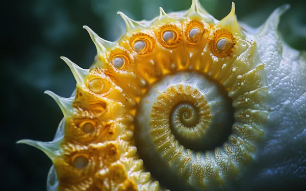 A captivating HD desktop wallpaper featuring a shell design that elegantly embodies the Fibonacci spiral, showcasing the beauty of nature's patterns.