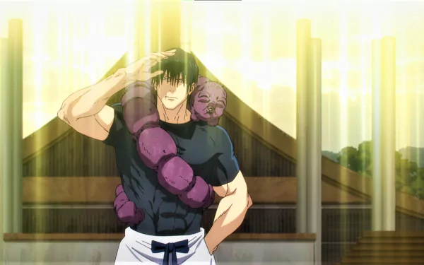 HD anime wallpaper featuring Toji Fushiguro from Jujutsu Kaisen, showcasing dynamic visuals and vibrant colors. A striking background for fans of the series.