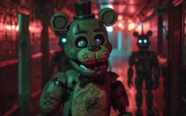 HD wallpaper featuring Withered Freddy from the video game Five Nights at Freddy's, showcasing the character in a detailed and atmospheric design.