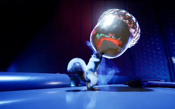 A dynamic HD desktop wallpaper featuring a squirrel wielding a gun, showcasing a whimsical and action-packed moment in the game Squirrel with a Gun.