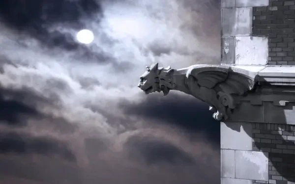 Gothic architecture featuring intricately carved gargoyles, beautifully designed as a high-definition wallpaper and background.