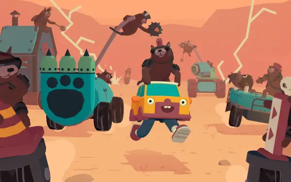 A vibrant 4K Ultra HD desktop wallpaper featuring scenes from the video game WHAT THE CAR?, showcasing its quirky and fun visuals for gaming enthusiasts.