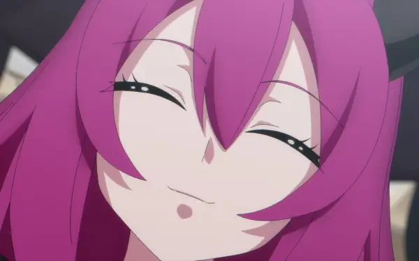 A vibrant HD wallpaper featuring a smiling character from The Strongest Magician in the Demon Lord's Army was a Human, showcasing charming anime art style.