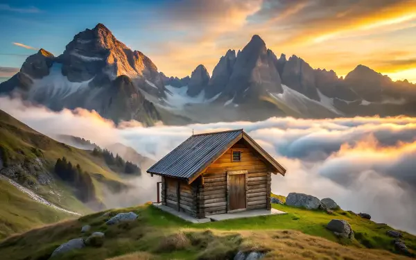  Endless Mountain Range with Mist-Softened Peaks and a Small Resting Peacefully in the Valley B