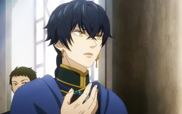 Anime scene featuring a character from Nina the Starry Bride, displaying a contemplative expression. The high-definition image serves as a captivating PC desktop wallpaper and background.