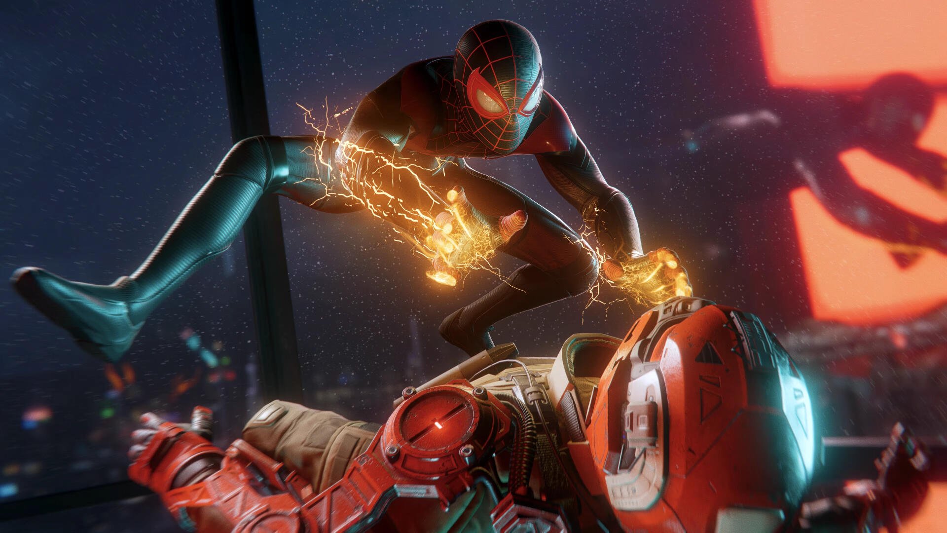 Marvel's Spider-Man: Miles Morales in action, delivering an electrifying 4K Ultra HD PC desktop wallpaper showcasing Miles Morales mid-battle in his iconic suit.