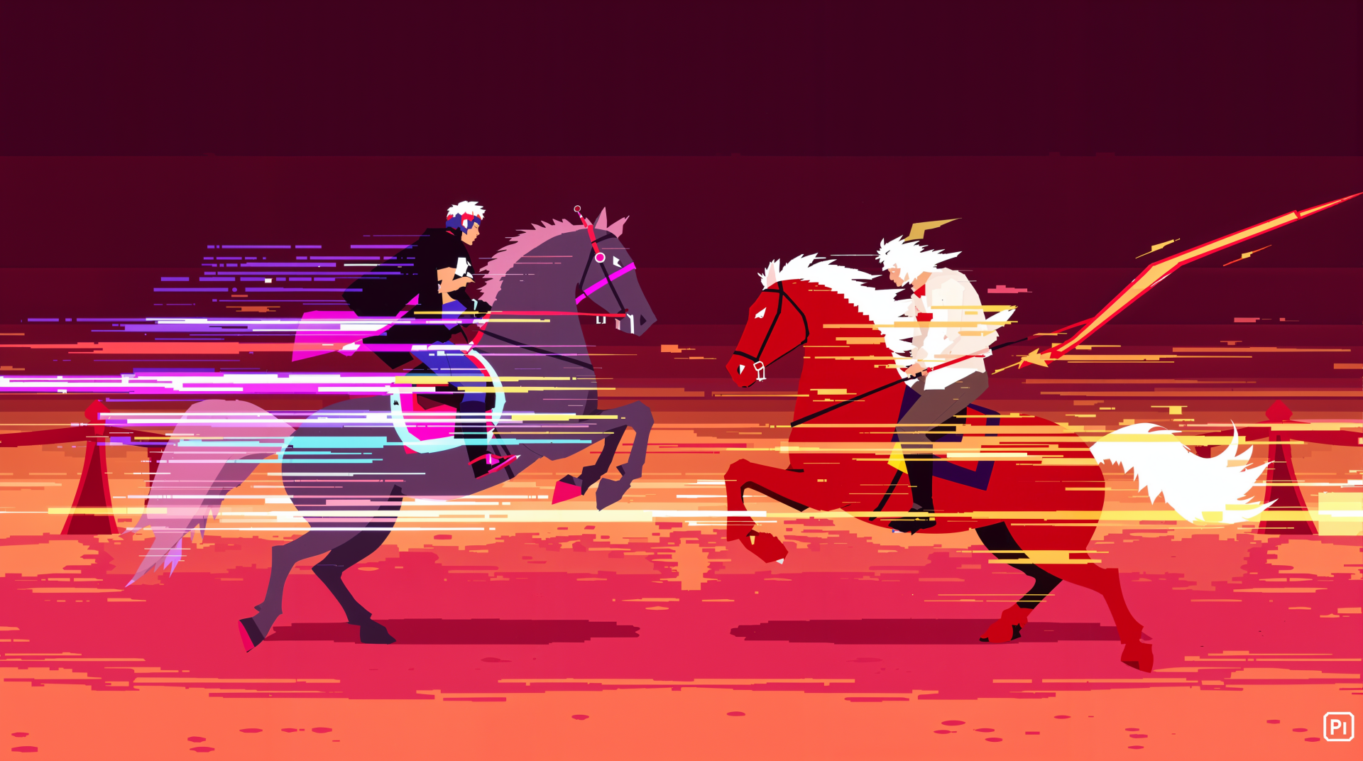 Dynamic jousting scene featuring two armored riders on horseback, set against a vibrant background, captured in stunning 4K Ultra HD for a captivating desktop wallpaper.