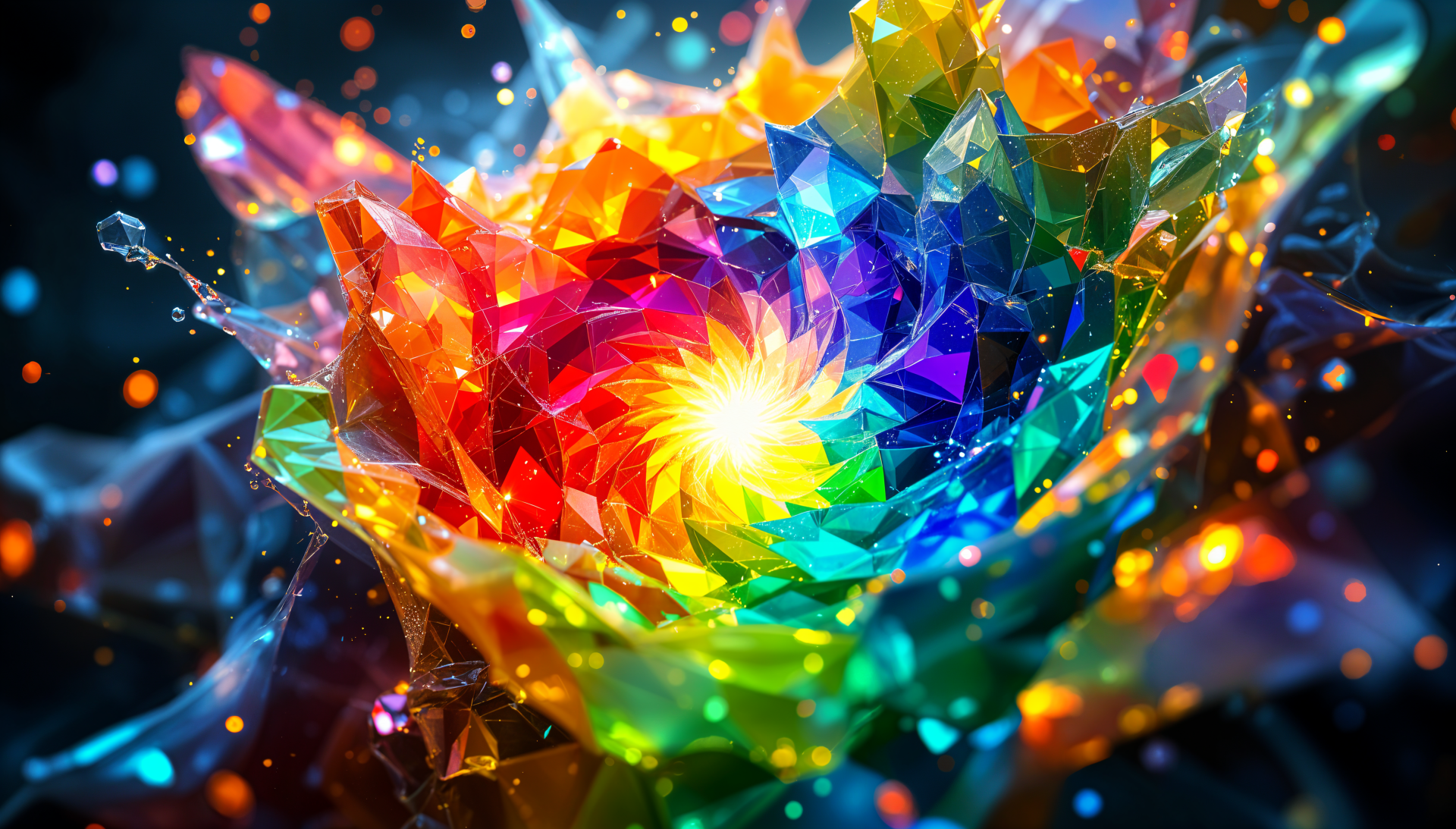 A vibrant color wheel featuring intricate layers of rainbow hues, radiating light in a stunning, abstract design. This 4K Ultra HD wallpaper enhances any PC desktop background.