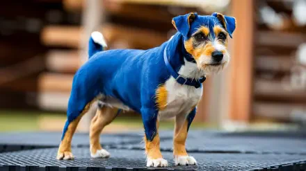 A vibrant Jack Russell Terrier stands confidently on a textured surface, showcasing its distinctive coat colors. This image serves as a stunning 4K Ultra HD desktop wallpaper and background.