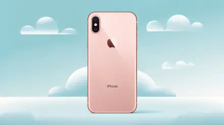 A rose gold smartphone stands against a serene, cloud-filled sky, showcased as a 4K Ultra HD desktop wallpaper and background.