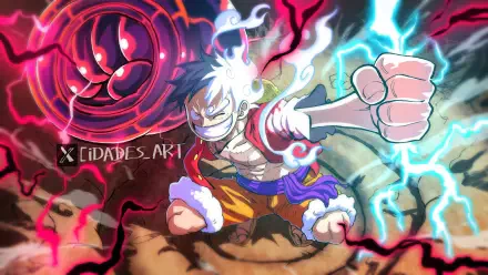 Anime One Piece Monkey D. Luffy Gear 5 (One Piece) Haki (One Piece) HD Desktop Wallpaper | Background Image